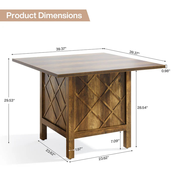 100 cm Esstisch, quadratischer Esstisch aus Holz für 4 Personen