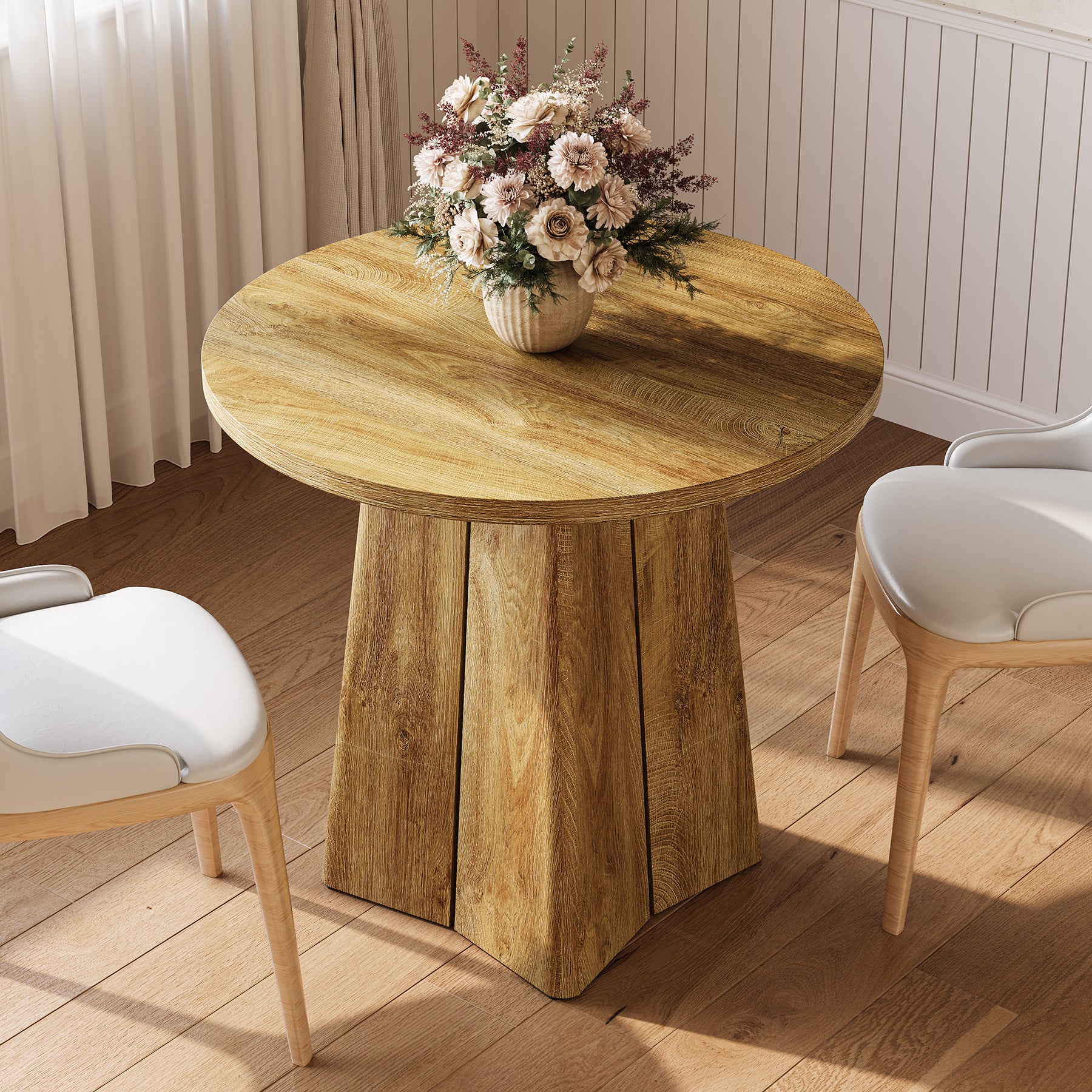 Tribesigns Runder Esstisch 80 cm, kompakter Küchentisch für 2–4 Personen im Landhausstil