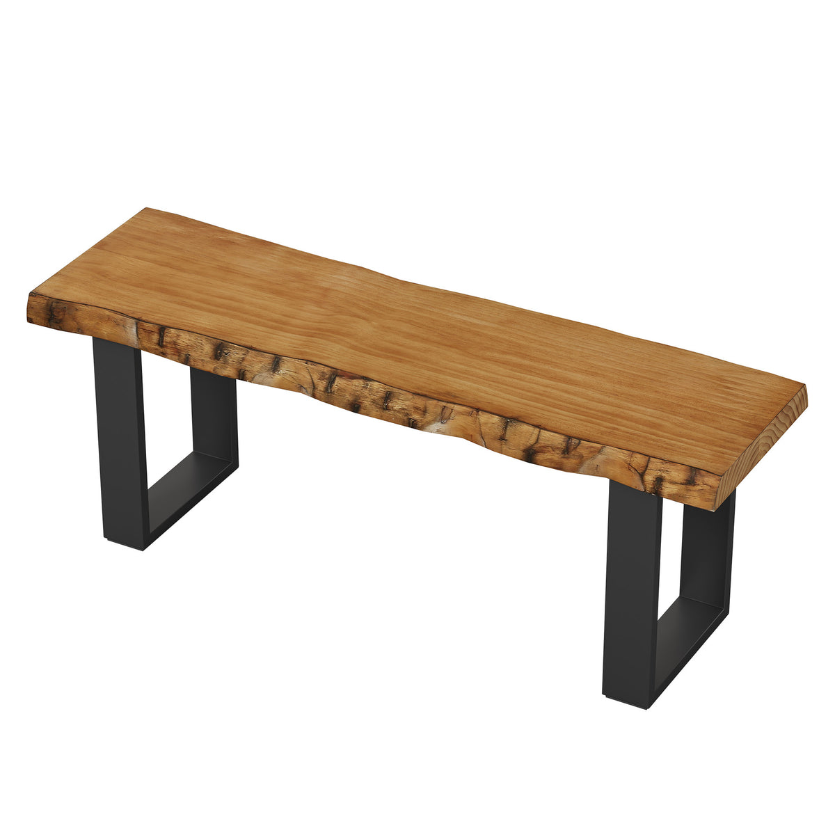 Tribesigns Sitzbank 120 cm aus Massivholz, Eingangsbank mit Metallbeinen, Schuhbank für Flur