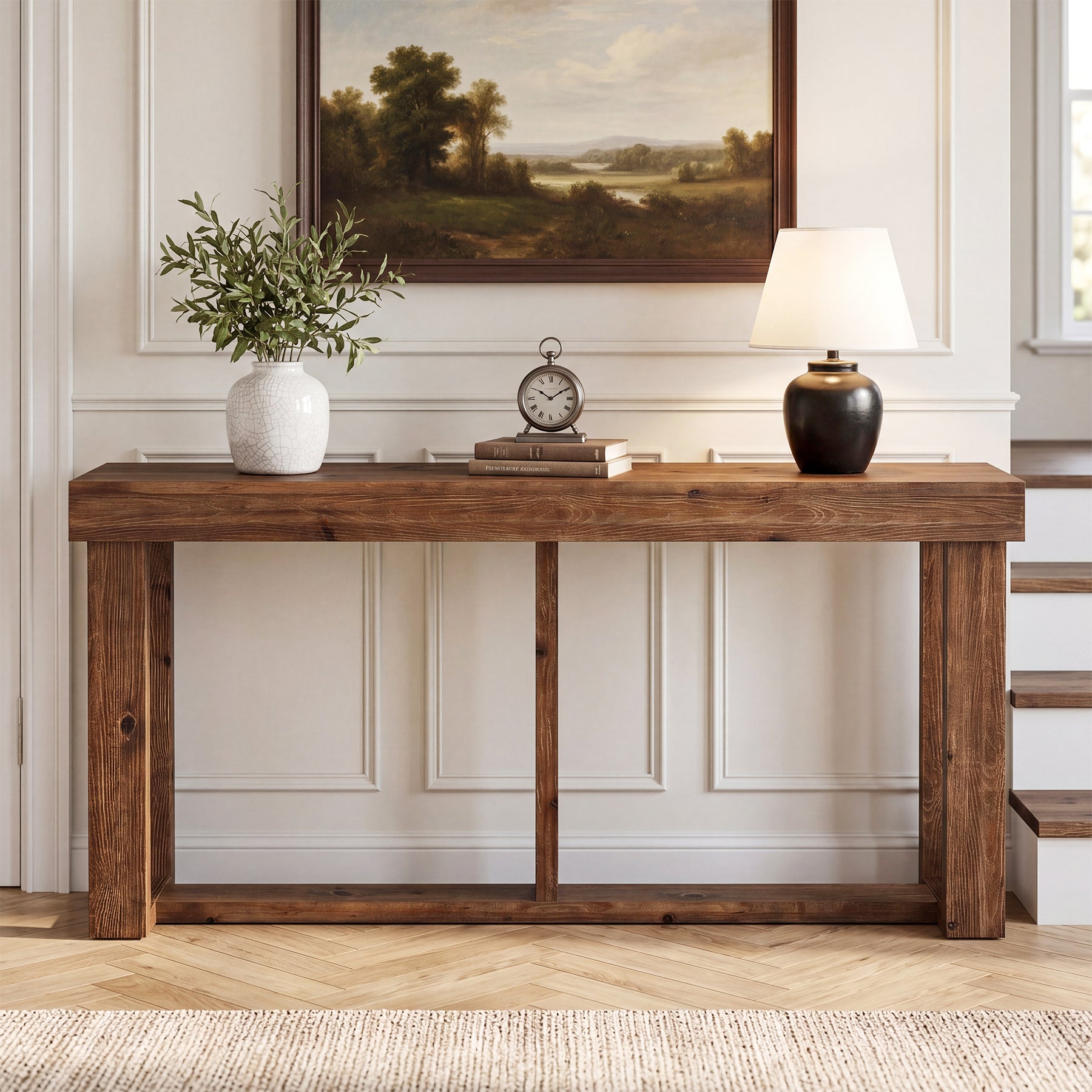 Tribesigns Massivholz Konsolentisch 160 cm, schmaler Flurtisch im Landhausstil für Eingangsbereich & Wohnzimmer
