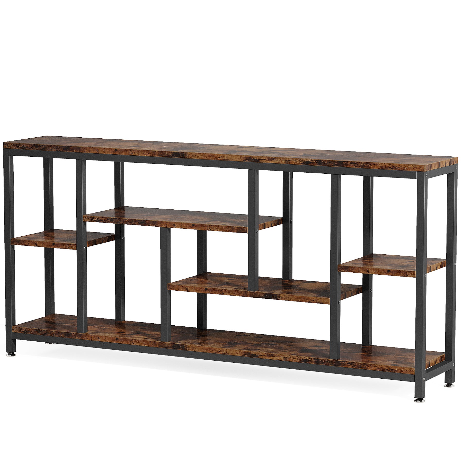 Tribesigns Konsolentisch 180 cm mit 3 Ablagen, Schmaler Flurtisch im Industrial-Design