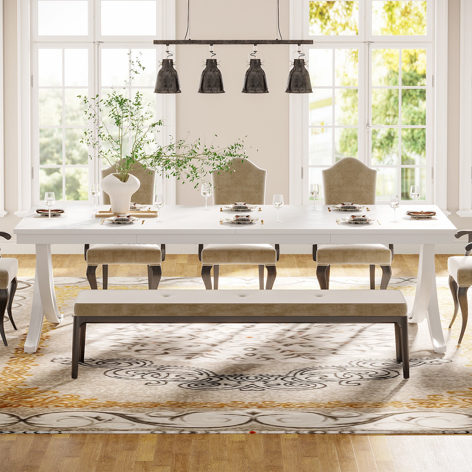 6-8 Personen industriell-Design Esstisch, 200 cm Tisch Wohnzimmer, rechteckiger Küchentisch