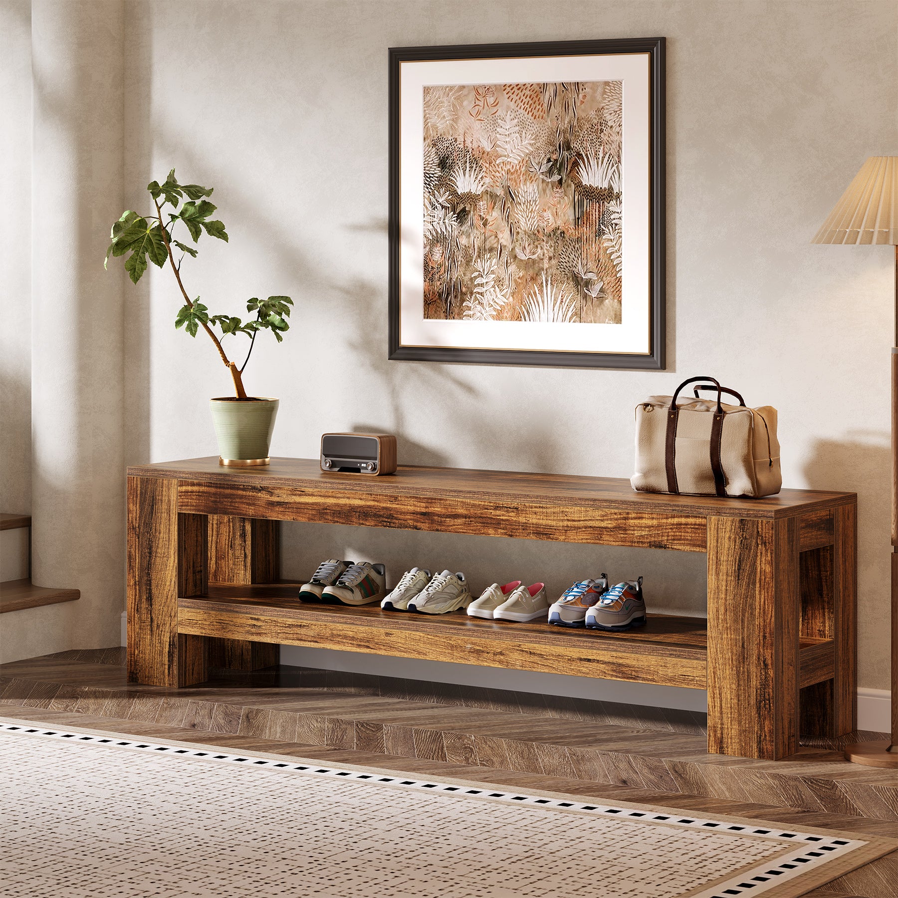 Tribesigns TV Lowboard 150 cm für 55–75 Zoll Fernseher, Rustikale TV Konsole mit Ablage