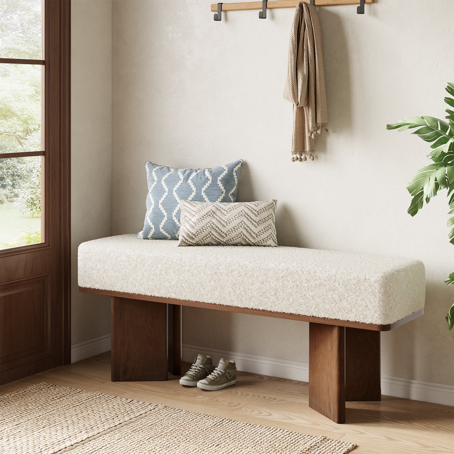 120 cm Aufbewahrungsbank mit Kissen, Gepolsterte Sitzbank für Eingangsbereich & Schlafzimmer