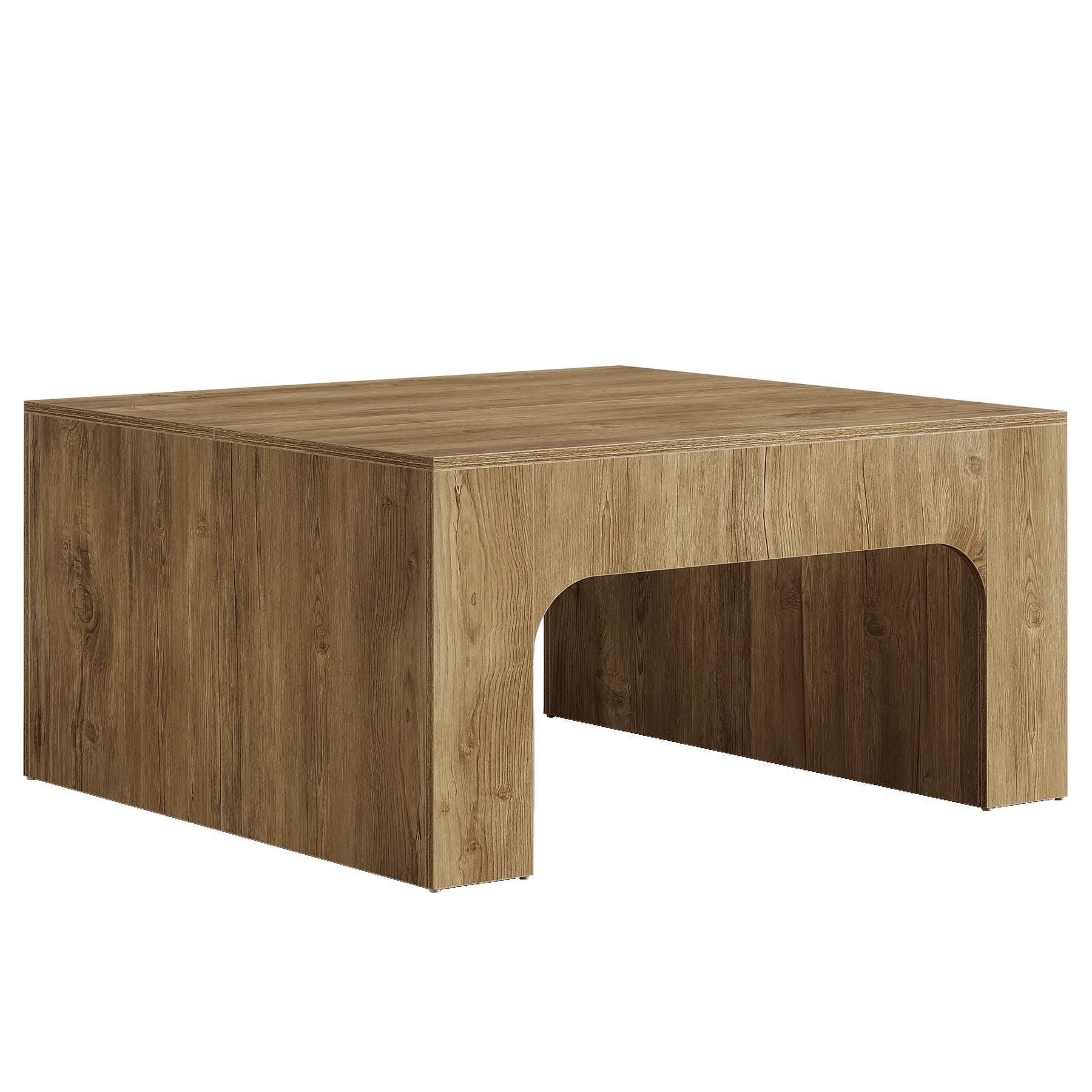 Tribesigns Quadratischer Couchtisch 100 cm im Landhausstil mit geschwungenem Design