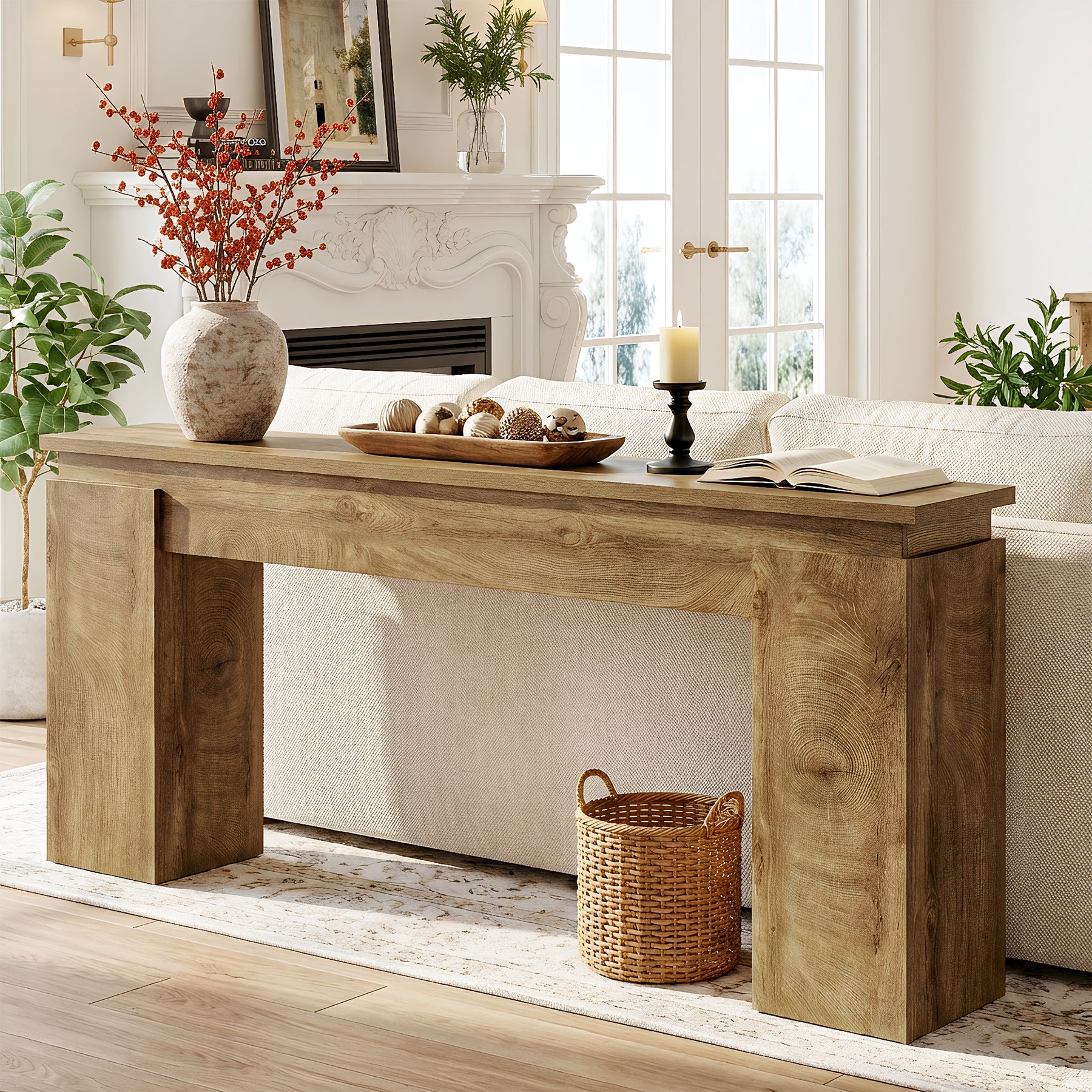 Tribesigns Konsolentisch 160 cm schmal, Flurtisch im Landhausstil hinter Sofa mit Ablage