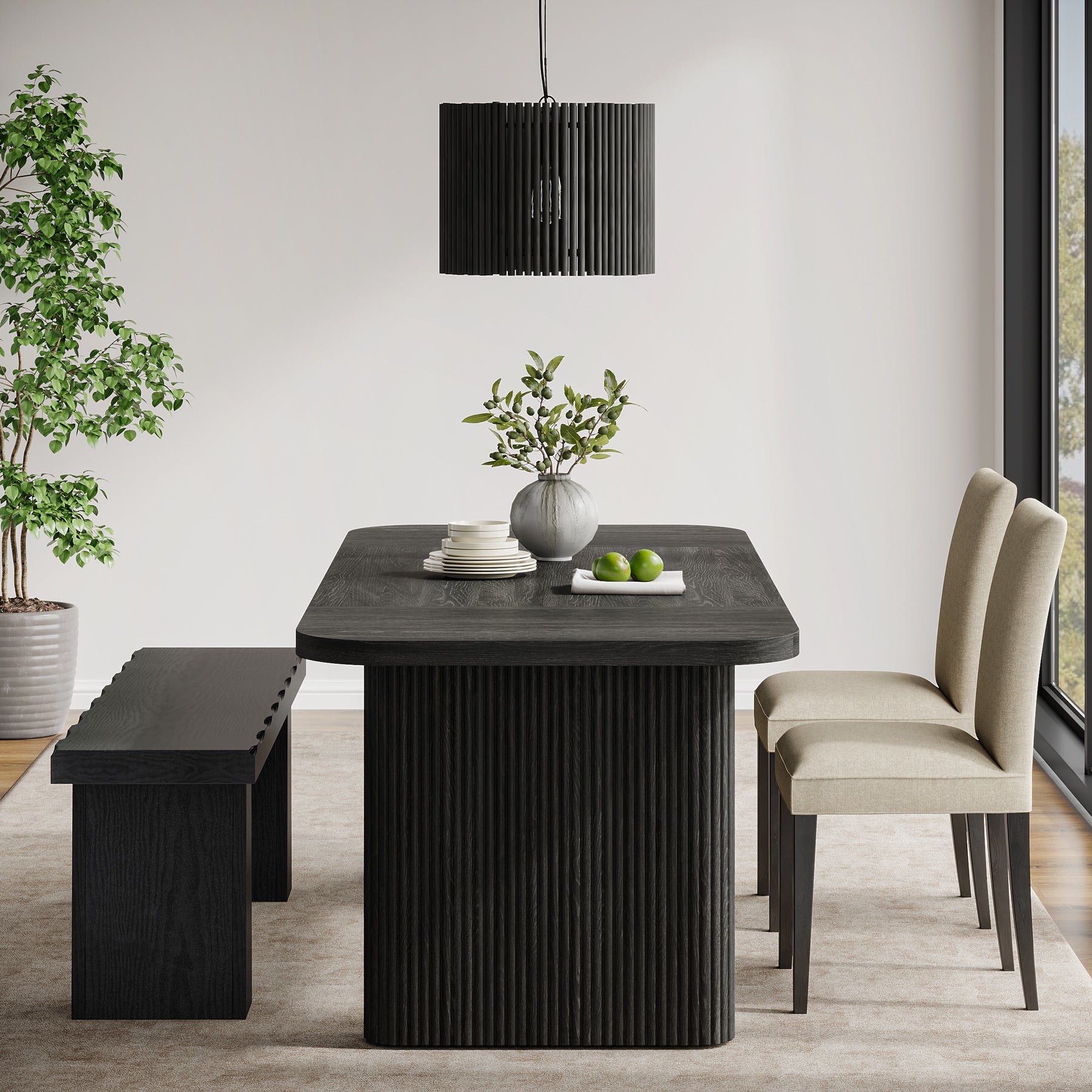 Tribesigns Sitzbank 120 cm Schwarz, Moderne Holzbank, Vielseitige Essbank im Minimalistischen Design