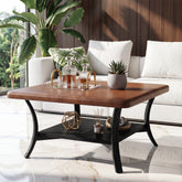 Tribesigns 80 cm Quadratischer Couchtisch mit PU-Leder, Gepolsterte Ottomane mit Ablage 3