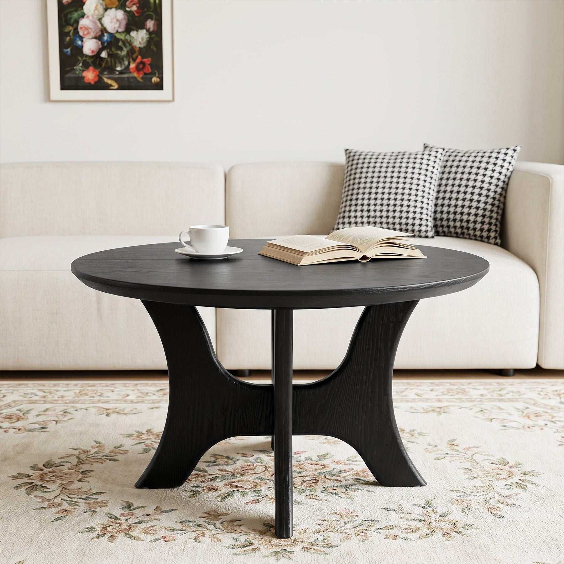 Tribesigns Runder Couchtisch 79 cm, Moderner Wohnzimmertisch mit stabilem Kreuzgestell