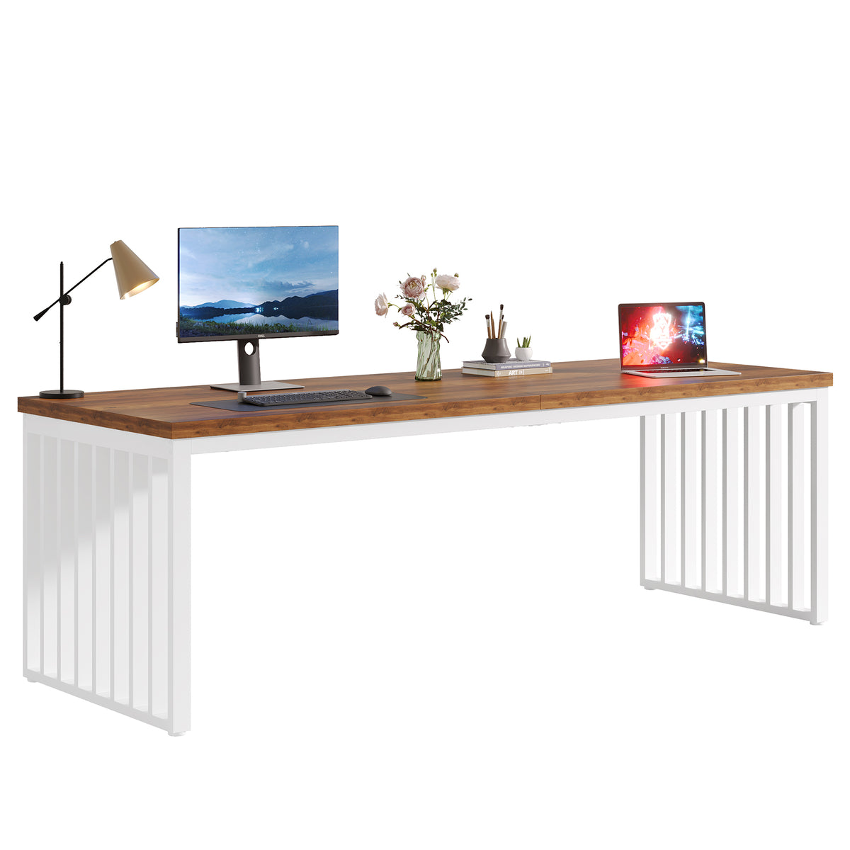 180 cm Schreibtisch für 2 Personen, großer Doppel-Schreibtisch für Homeoffice