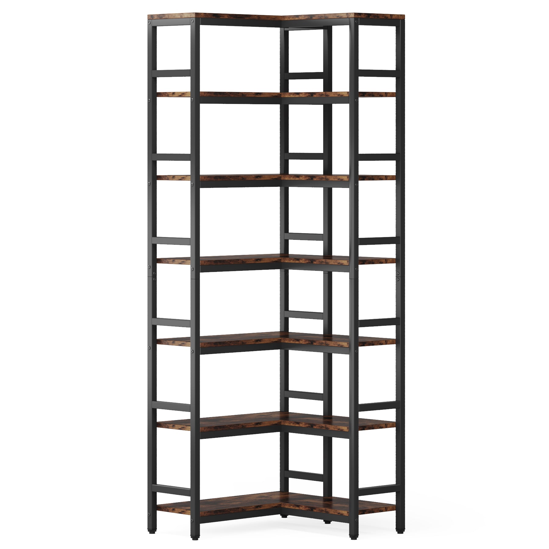 7-stöckiges Eckregal, Industrielles Eckregal mit Metallrahmen