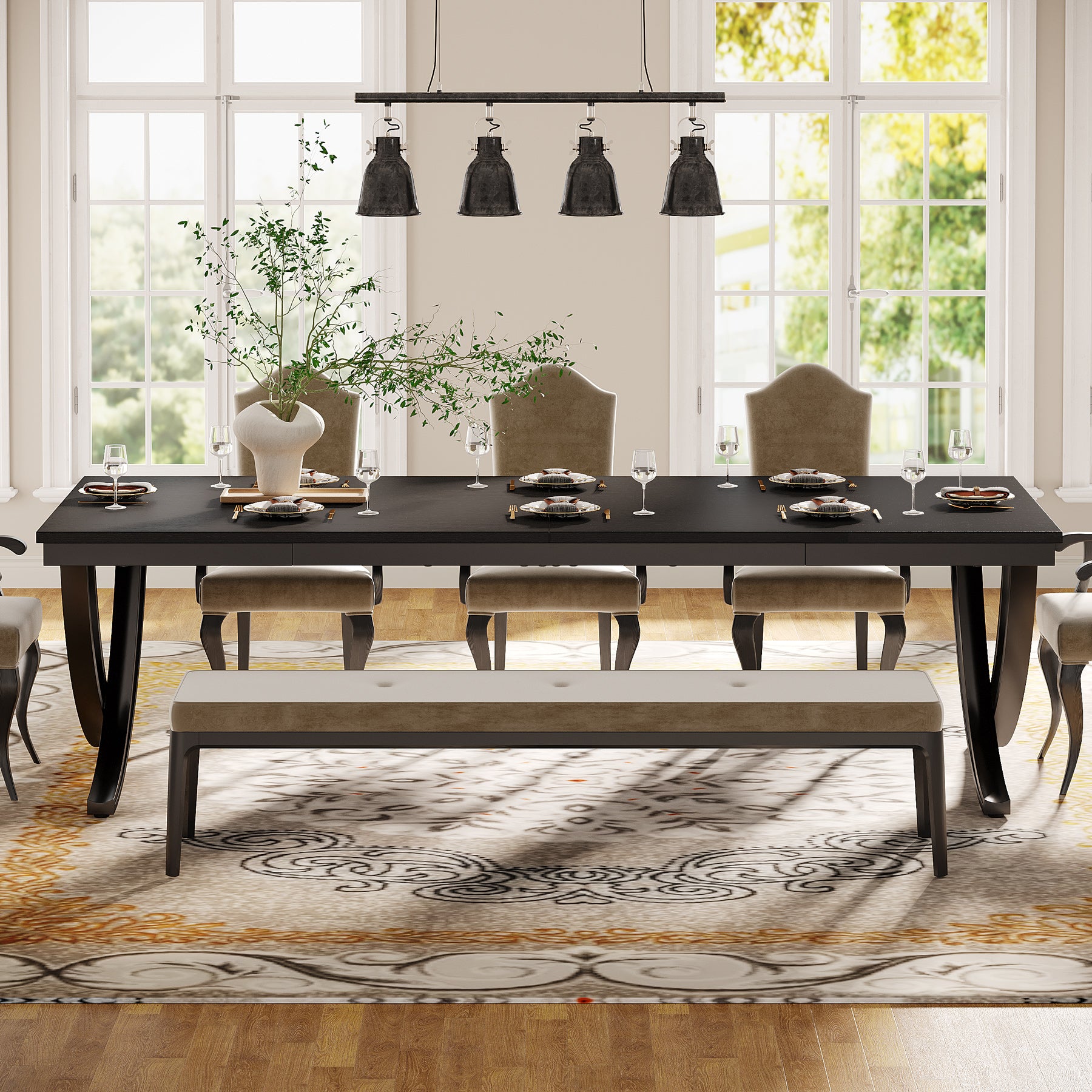 6-8 Personen industriell-Design Esstisch, 200 cm Tisch Wohnzimmer, rechteckiger Küchentisch