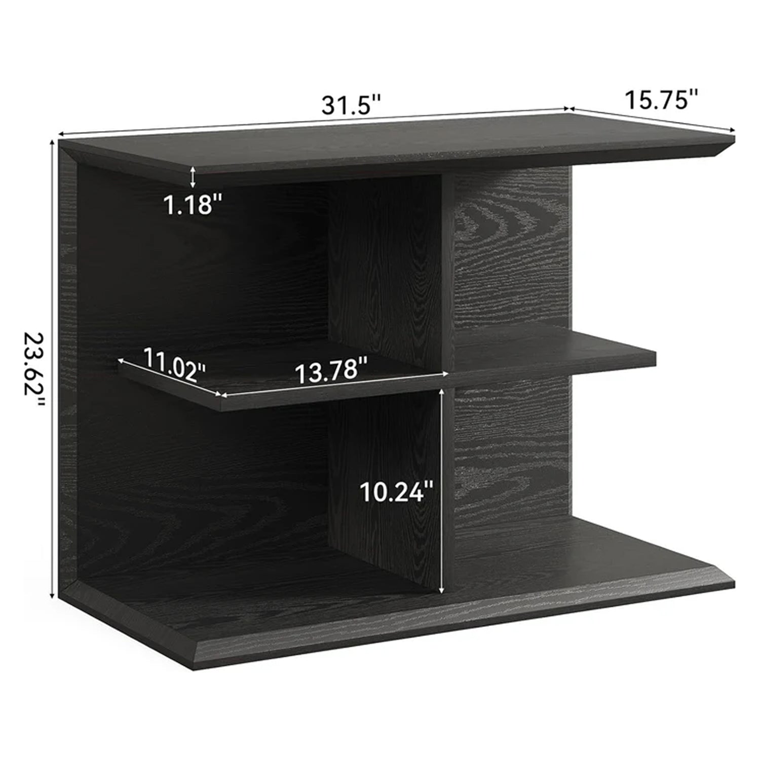 80 cm Industrieller 3-Etagen Beistelltisch mit Stauraum - Vielseitiger Side Table für Wohnzimmer & Flurf