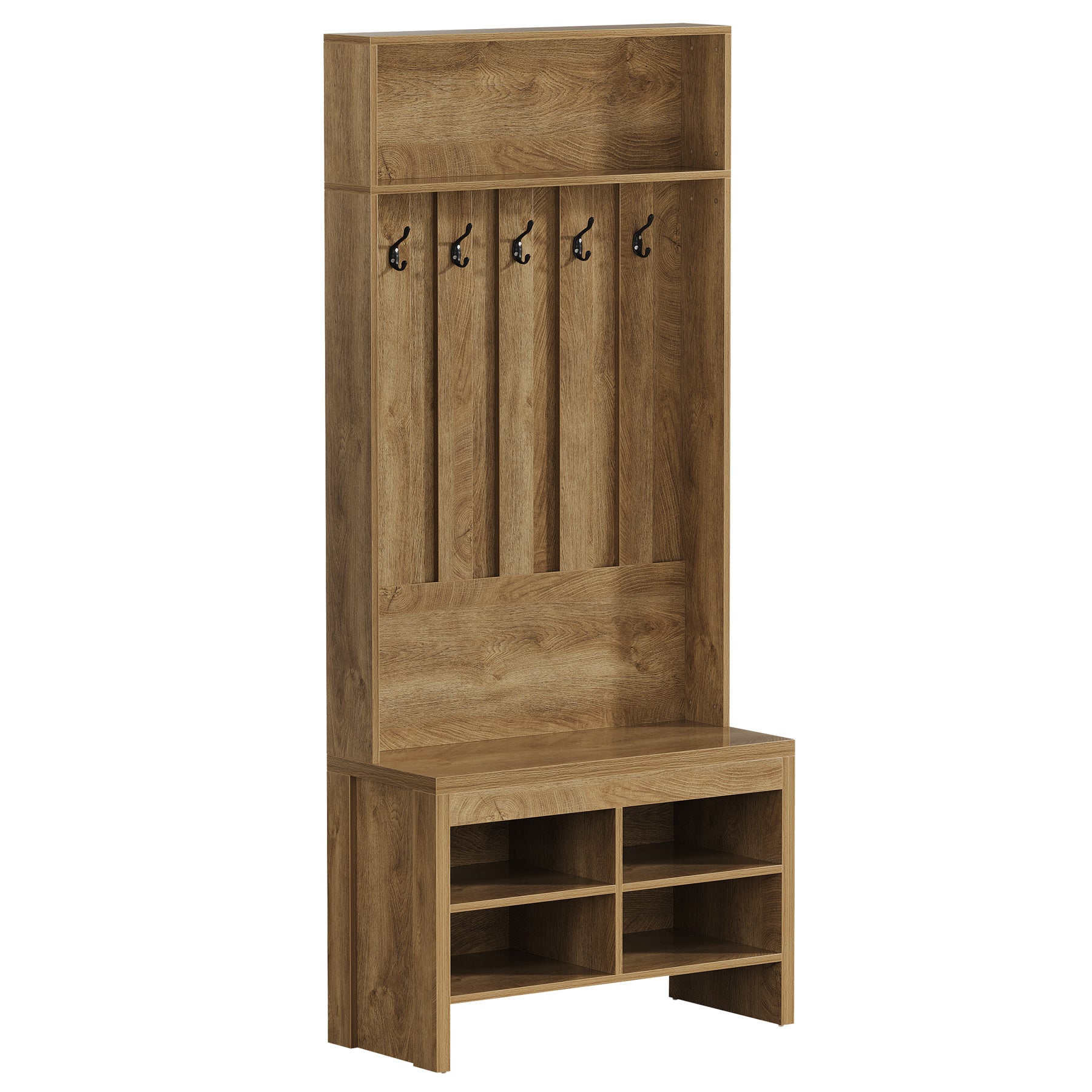 Tribesigns Garderobe mit Sitzbank & Schuhablage, Flurgarderobe mit 5 Haken und Ablagefach