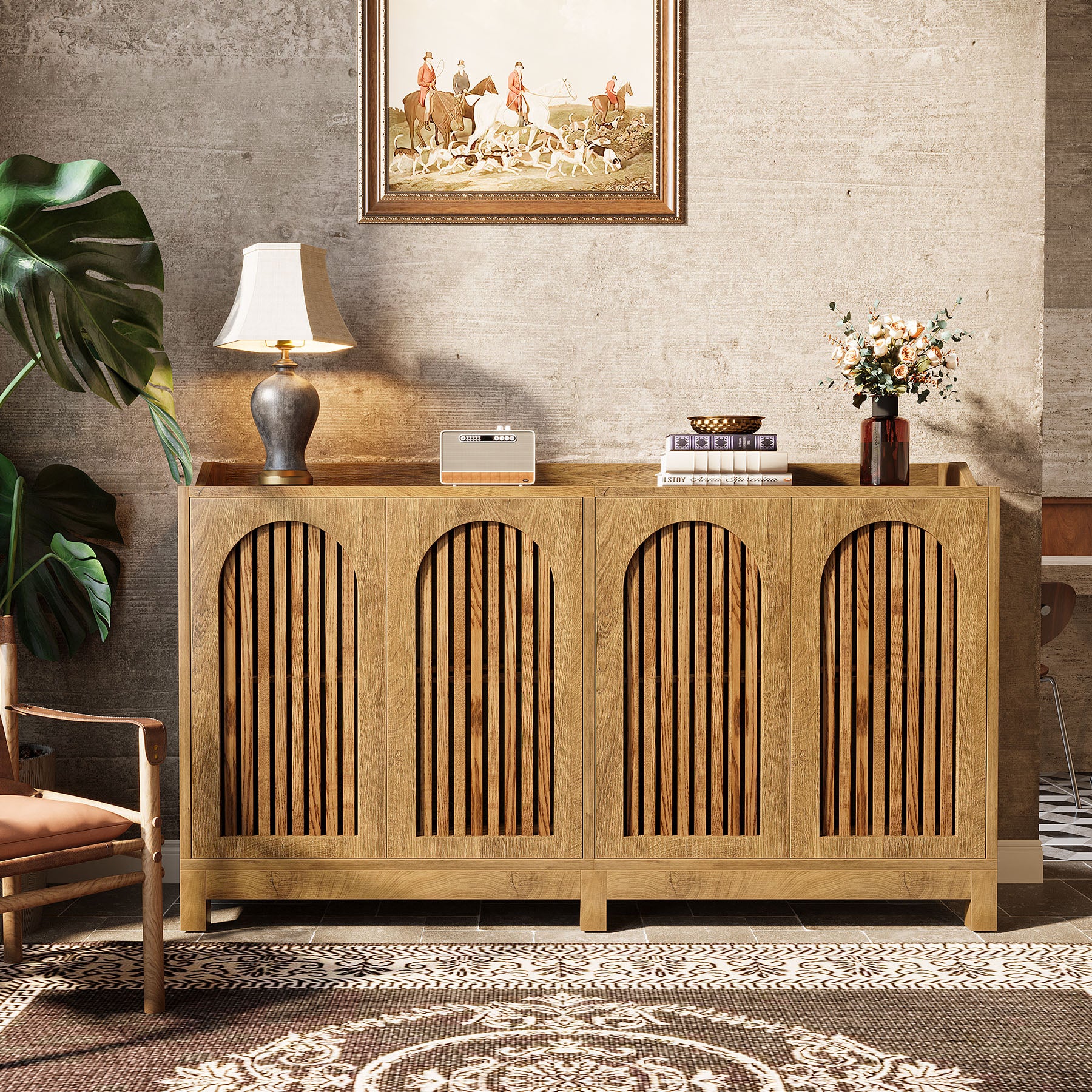 Tribesigns Sideboard 145 cm, Buffetschrank mit Türen & Verstellbaren Einlegeböden