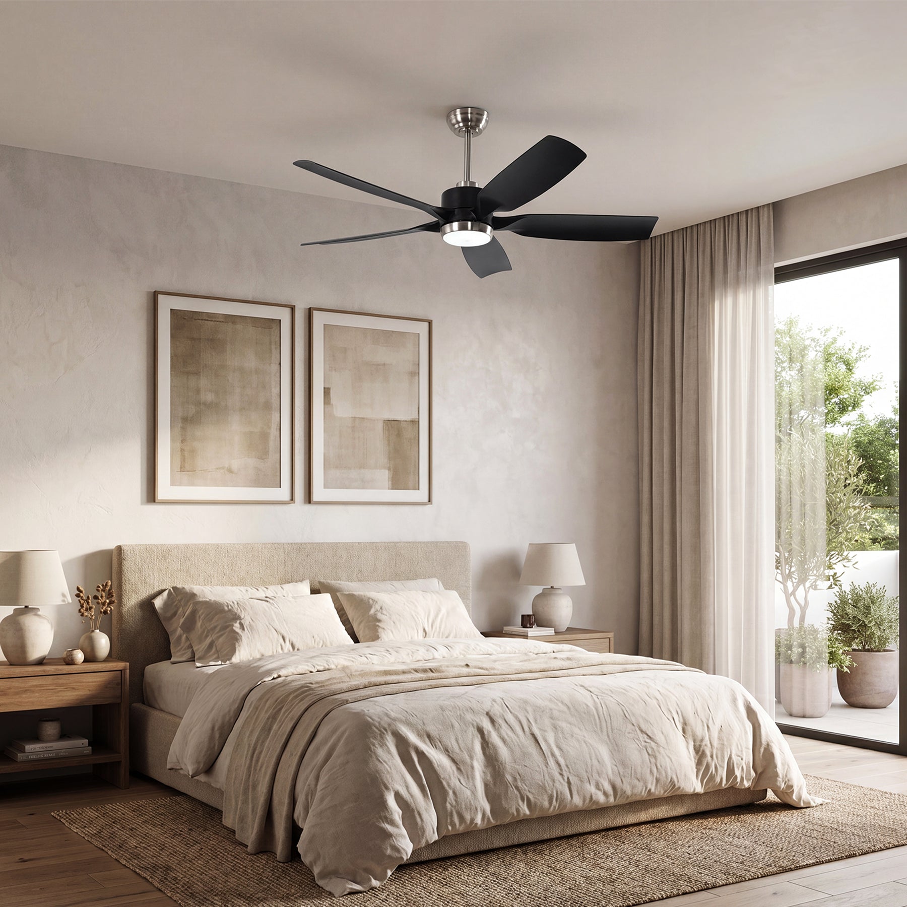 Tribesigns Deckenventilator mit Licht 132 cm, LED Deckenventilator mit Fernbedienung, Reversibler DC-Motor, 5 Flügel