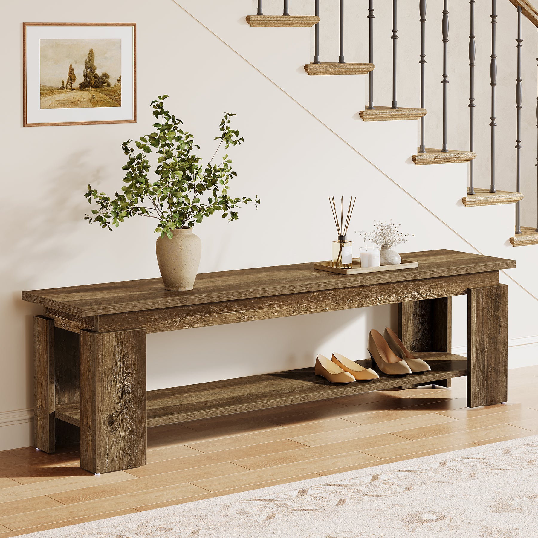 Tribesigns Schuhbank 160 cm mit Ablage, Flurbank Sitzbank für Eingangsbereich, Schlafzimmer & Esszimmer