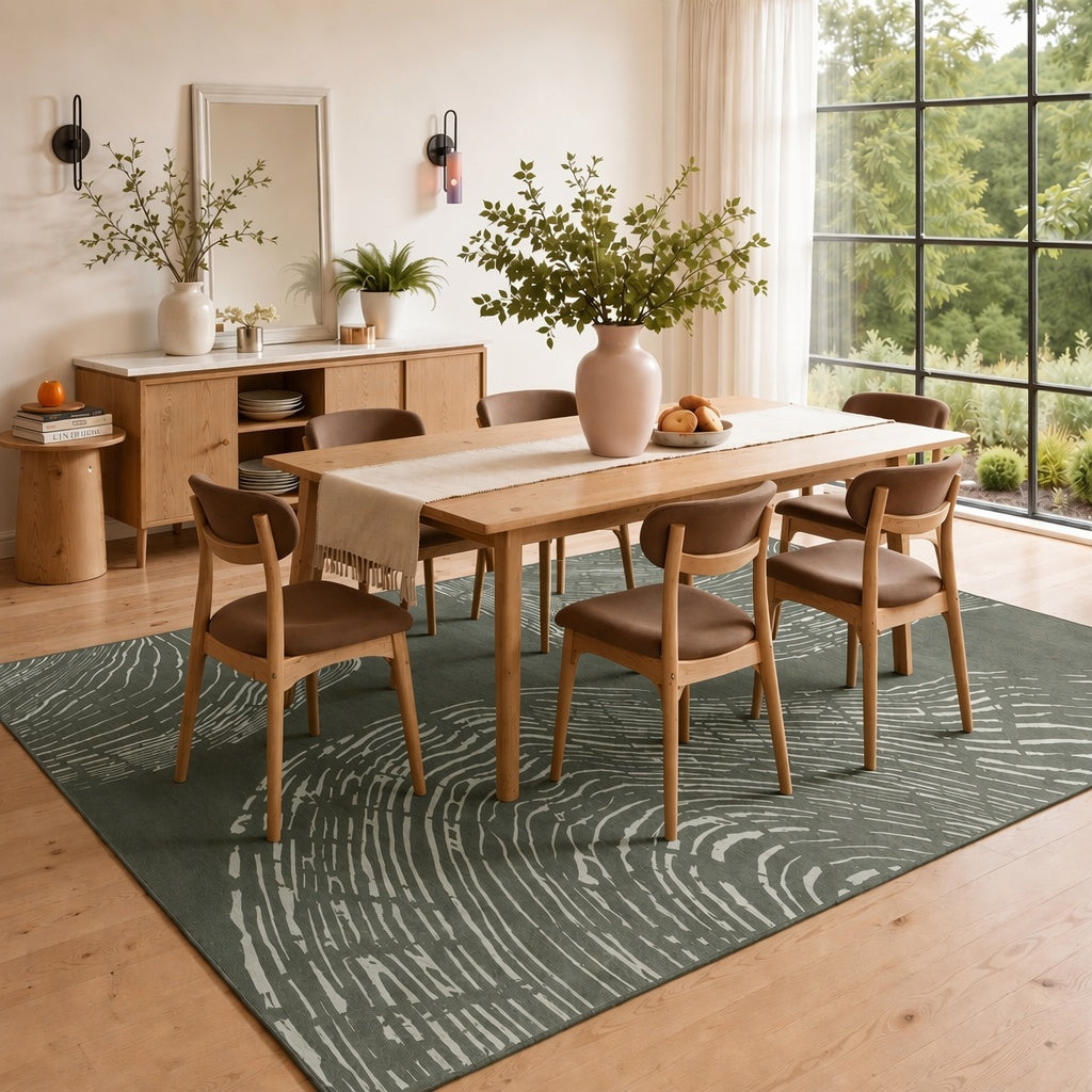 Tribesigns Waschbarer Wohnzimmerteppich, abstraktes Muster im sanften, minimalistischen Boho-Stil