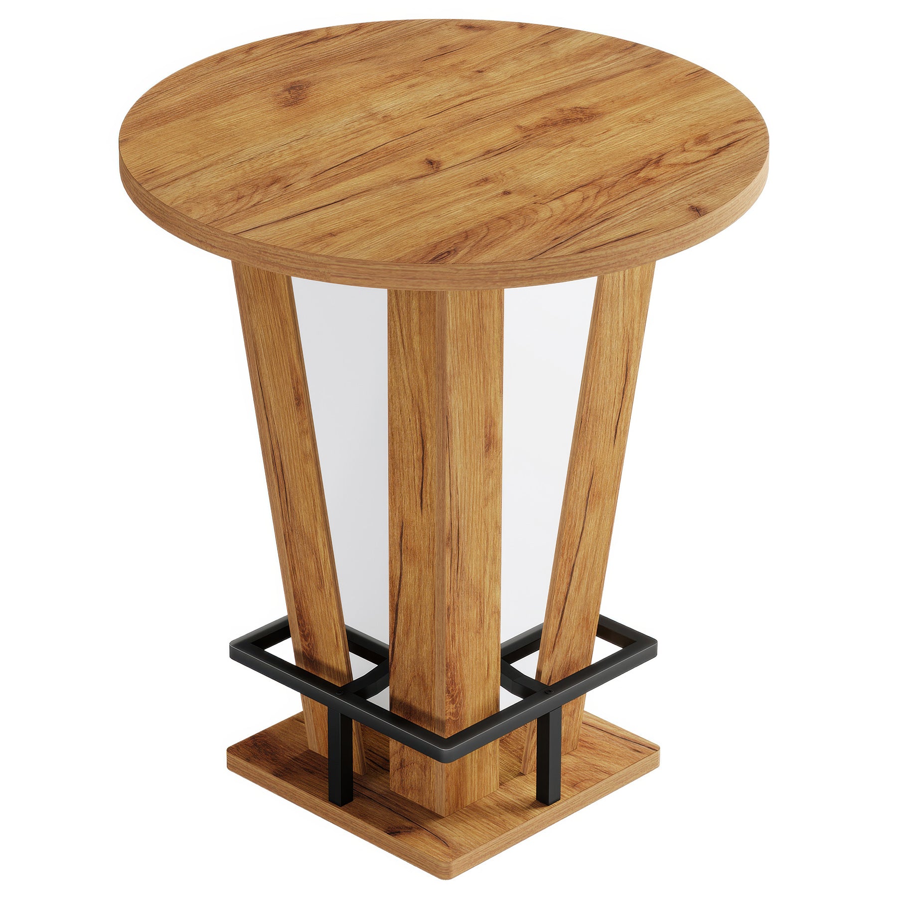 Tribesigns Runder Stehtisch 80 cm Ø im modernen Bar-Design, High Top Bistrotisch mit Metall-Fußstütze
