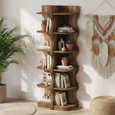 6-stufiges Eckregal 180 cm – Modernes Standregal mit geschwungenem Design, Pflanzen- & Bücherregal für Wohnzimmer 3