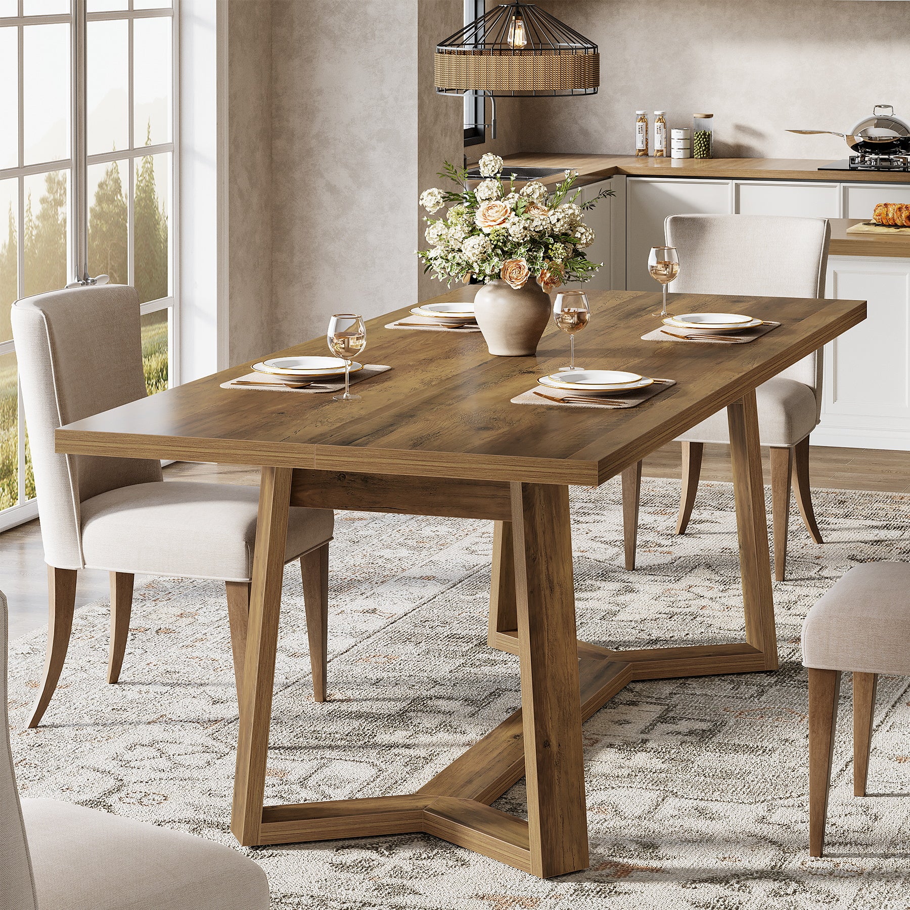 Moderner Esstisch 120 cm für 4–6 Personen, MDF mit Massivholzoptik, rechteckiger Küchentisch