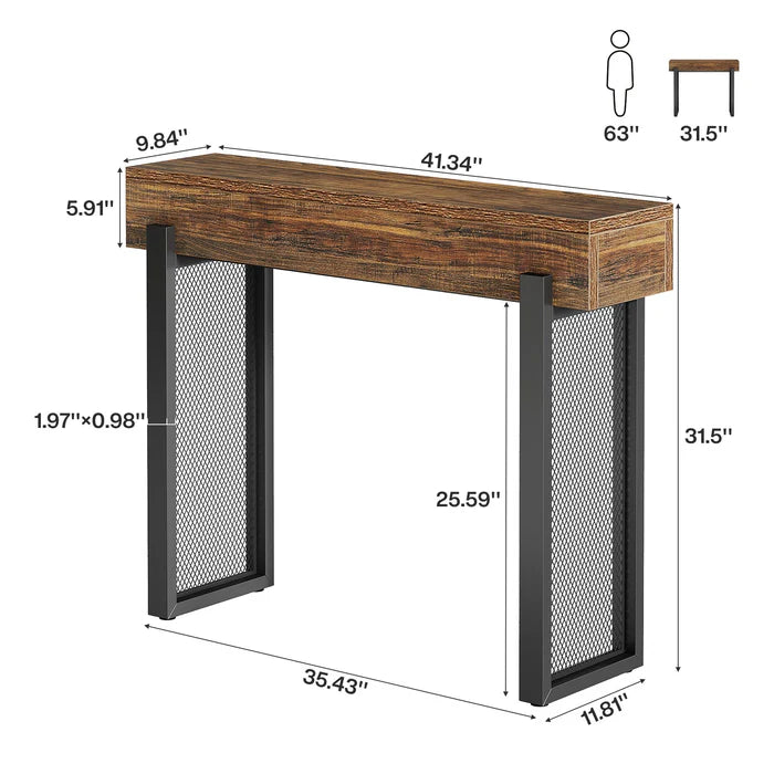 41" Konsolentisch, kleiner Sofa-Eingangstisch mit Stauraum