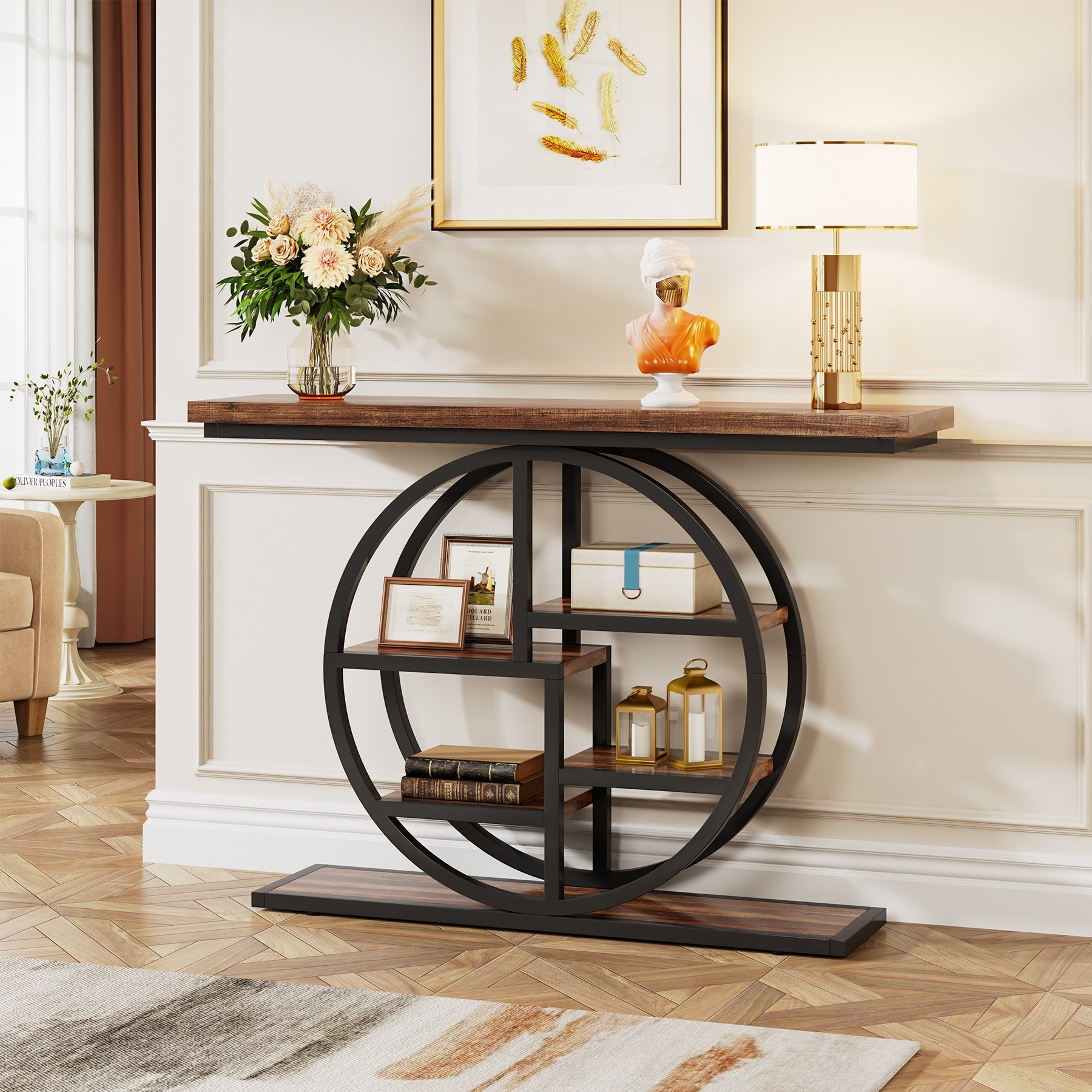 41.3" Console Table, Entryway Table Sofa Table with Etagere Shelves Tribesigns