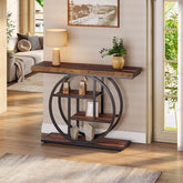 41.3" Console Table, Industrial 4 - Tier Sofa Entryway Table with Circle Base Tribesigns 3