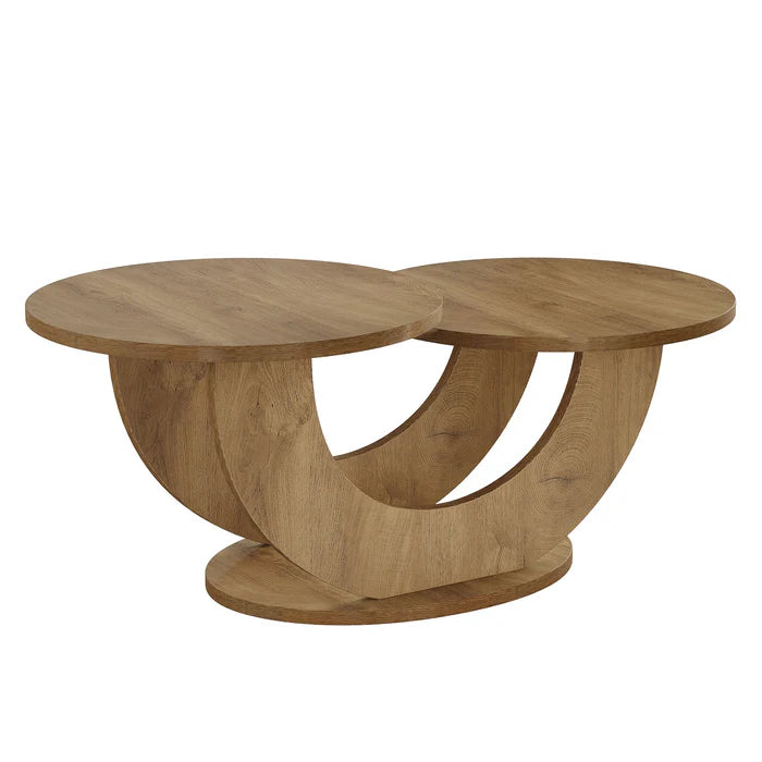 115 CM Couchtisch, 2-stufiger Akzent-Cocktailtisch mit U-förmigem Rahmen