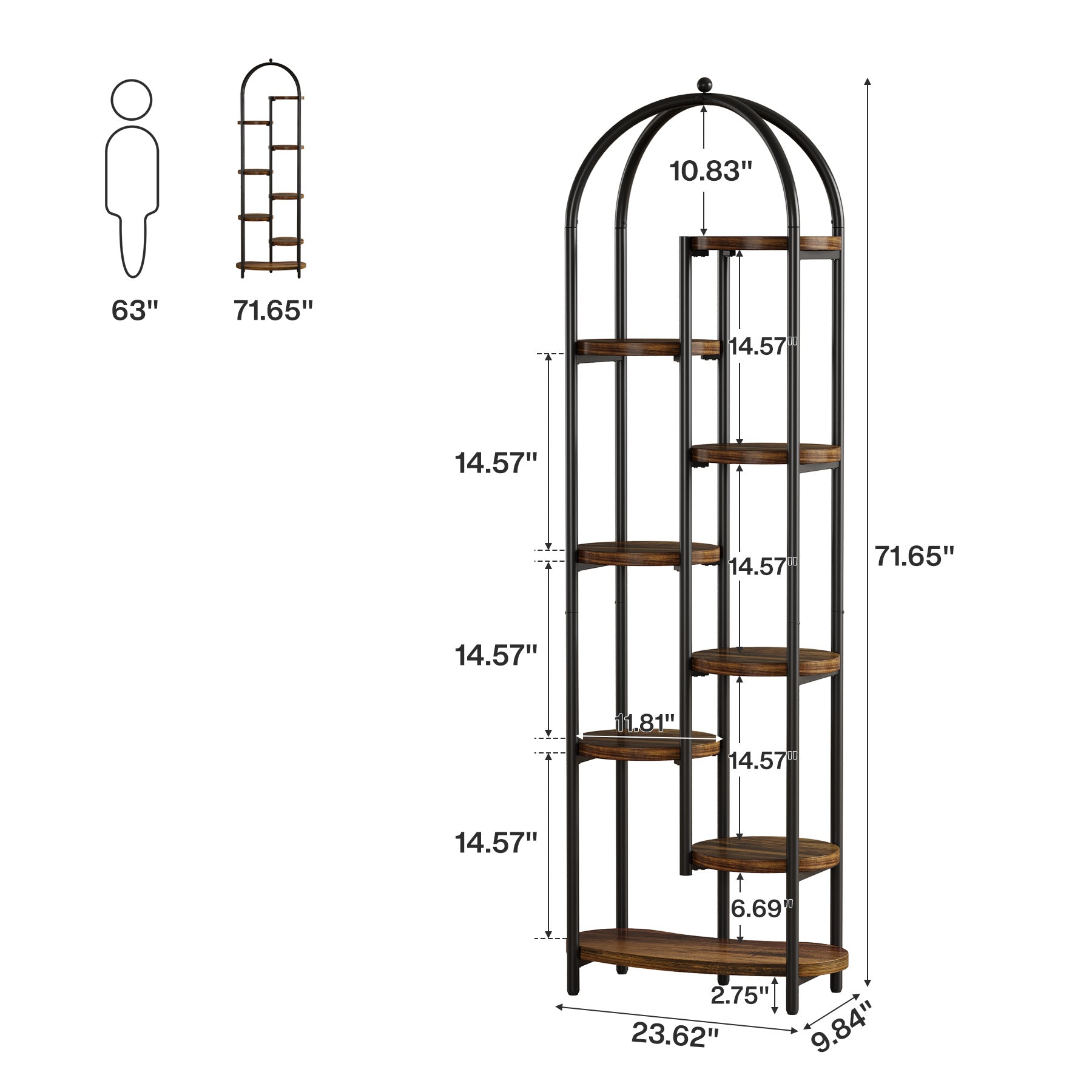 Pflanzenständer 180 cm hoch mit 8 Ablagen, Blumenständer für 10 Pflanzen, Eckregal mit Metallrahmen