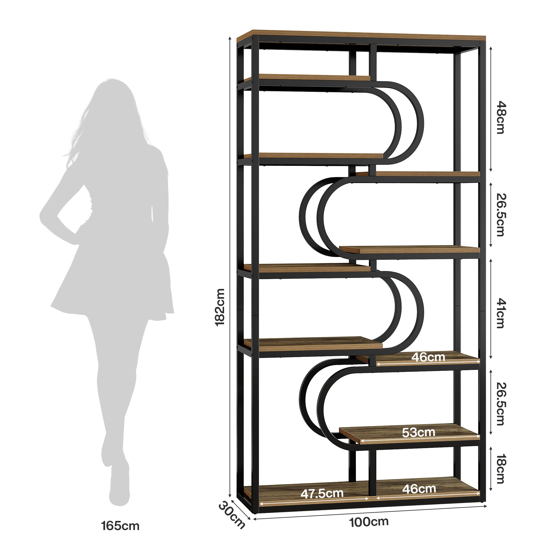 Tribesigns Bücherregal 180 cm hoch, 5 Ebenen Industrial Regal mit offenem Stauraum