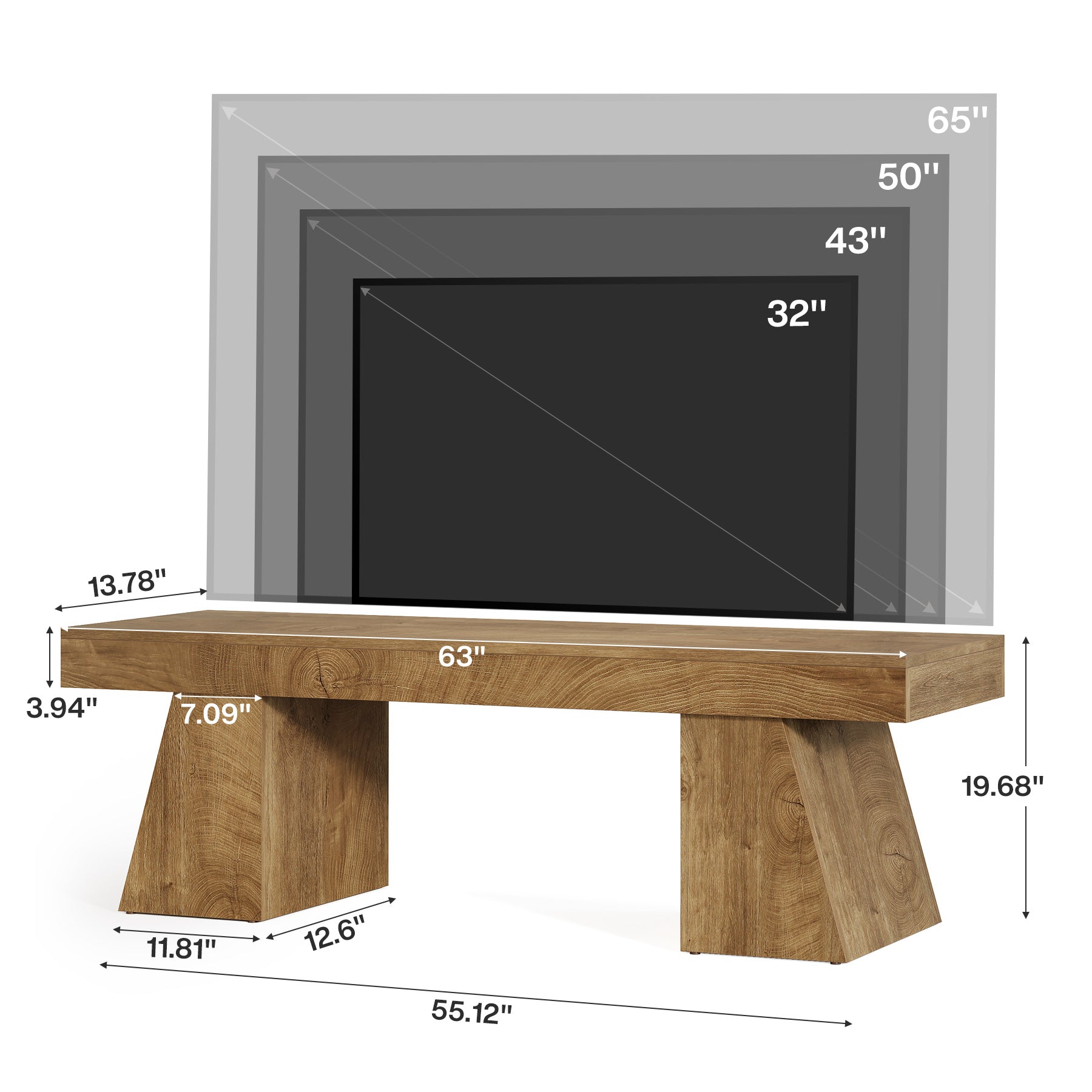 Tribesigns TV Lowboard 160 cm für Fernseher bis 75 Zoll, TV-Schrank mit geometrischem Sockel