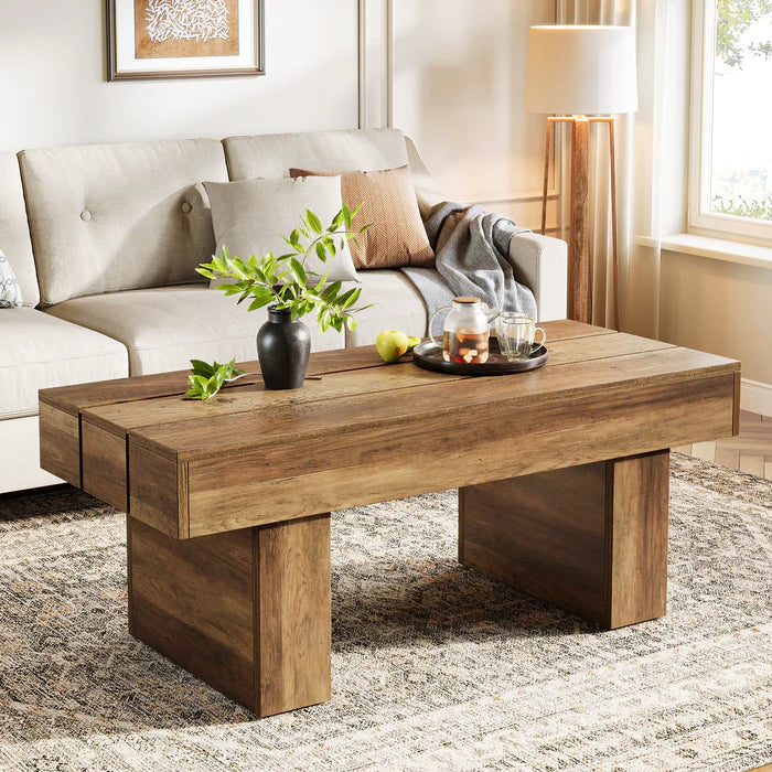 120 cm Bauernhaus-Couchtisch mit Snacktisch-Funktion