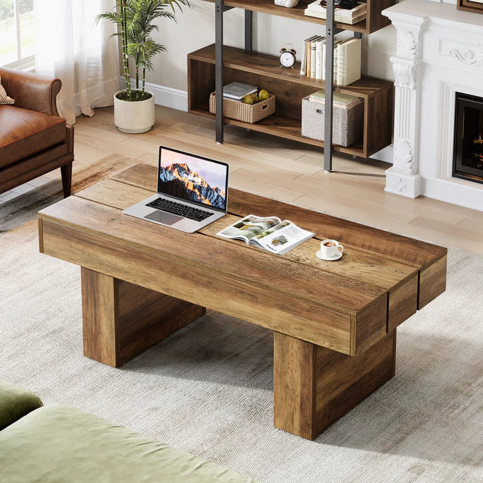 120 cm Bauernhaus-Couchtisch mit Snacktisch-Funktion