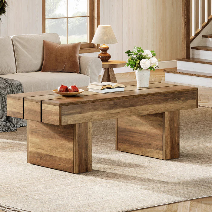 120 cm Bauernhaus-Couchtisch mit Snacktisch-Funktion