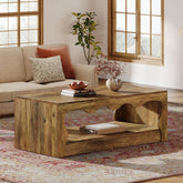 120 CM Couchtisch, niedriger Cocktail-Teetisch mit gewellter Kante 3