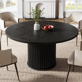 47" Round Dining Table, Wood Kitchen Table With Sturdy Fluted Metal Base Tribesigns 3