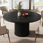 47" Round Dining Table, Wood Kitchen Table With Sturdy Fluted Metal Base Tribesigns