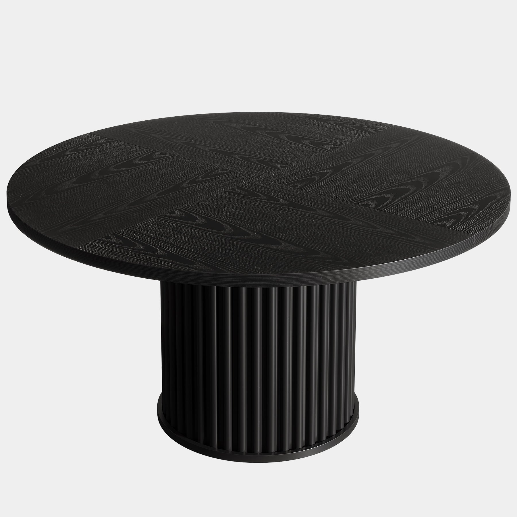 47" Round Dining Table, Wood Kitchen Table With Sturdy Fluted Metal Base Tribesigns