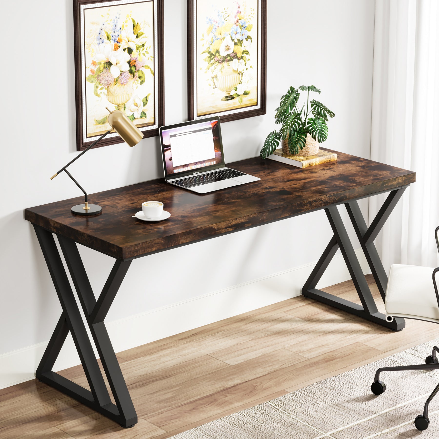 Tribesigns Schreibtisch 140 cm mit Z-Metallbeinen, stabiler Computertisch für Home Office & Büro