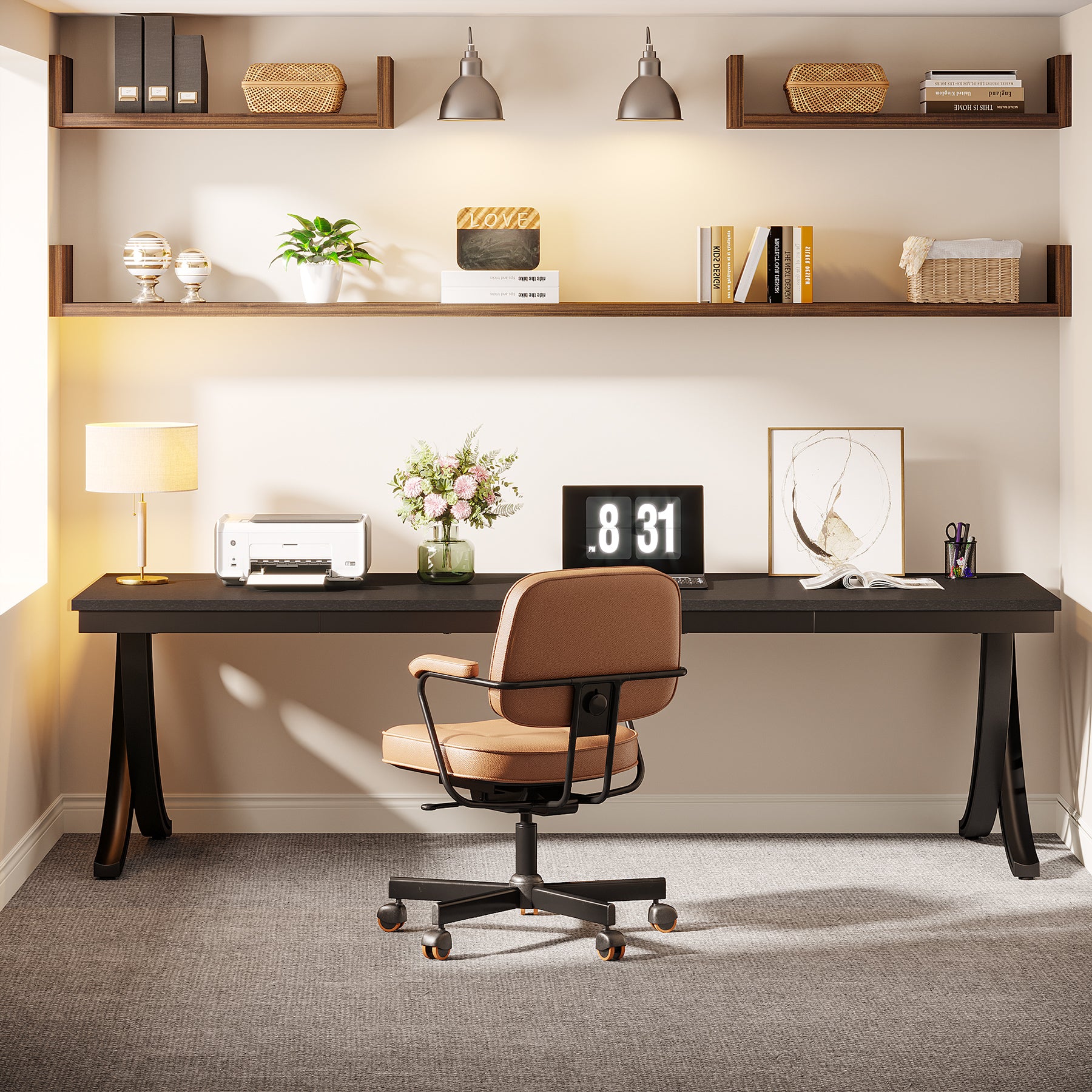 200 cm Doppelter Langer Schreibtisch, Schreibtisch, Computertisch, für Home Office