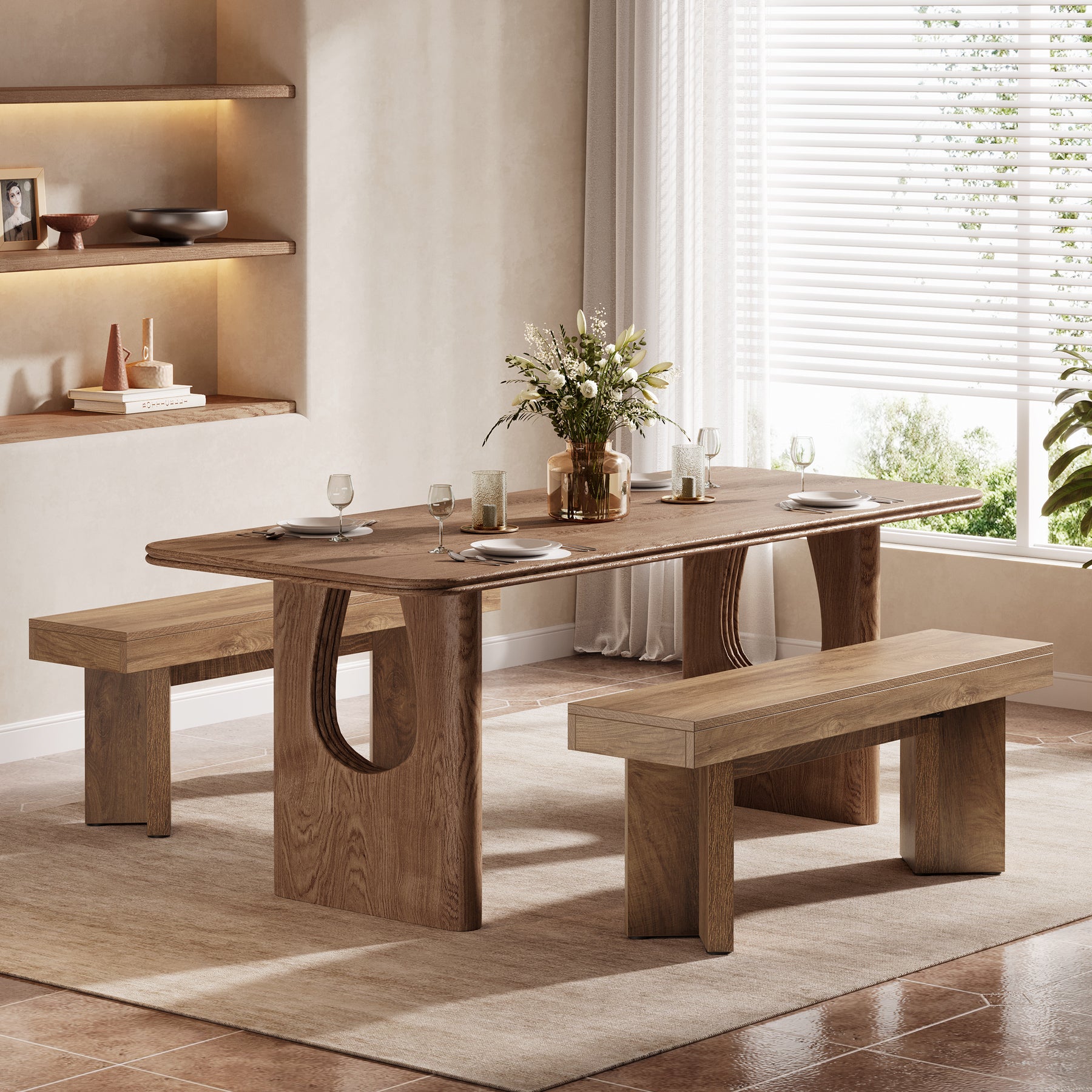 Tribesigns Sitzbank 120 cm im Landhausstil Flur, Schlafzimmer & Esszimmer mit V-Gestell
