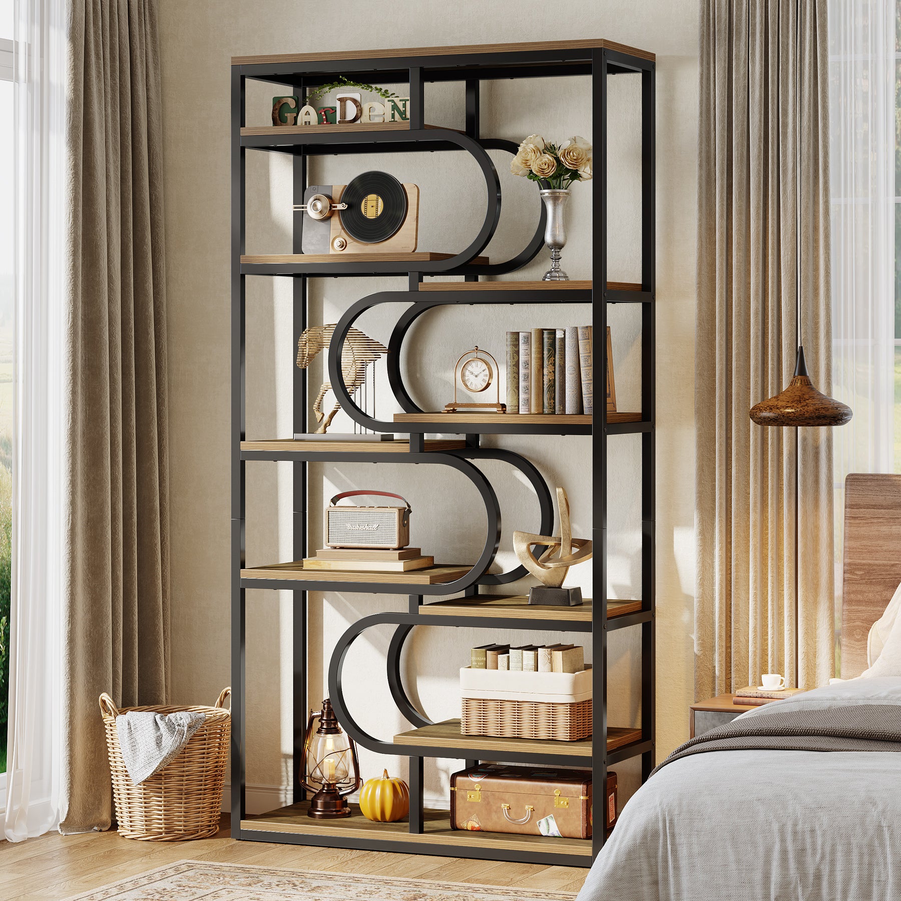 Tribesigns Bücherregal 180 cm hoch, 5 Ebenen Industrial Regal mit offenem Stauraum