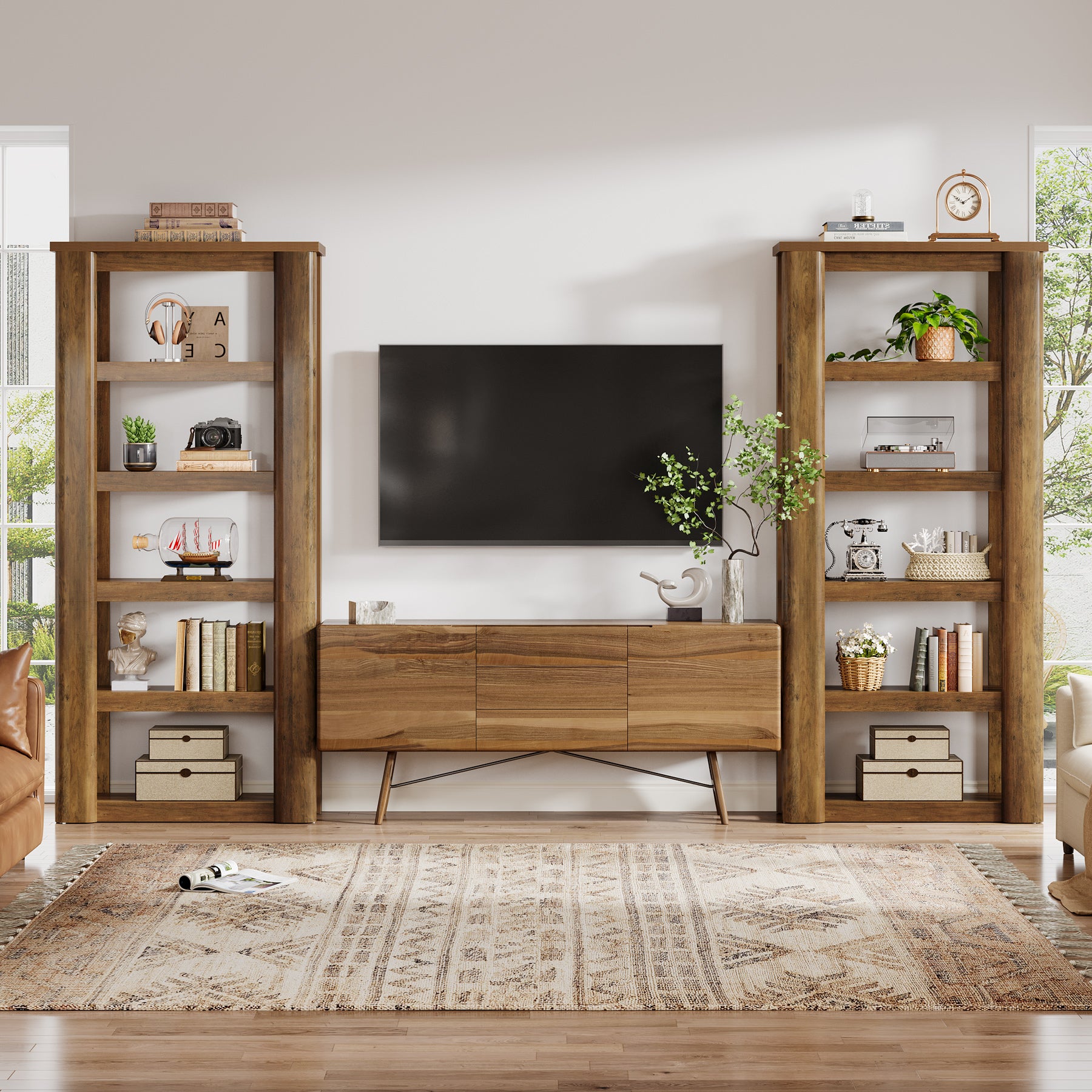 180 cm hohes Bücherregal mit 6 offenen Fächern, Standregal für Wohnzimmer, Büro und Schlafzimmer