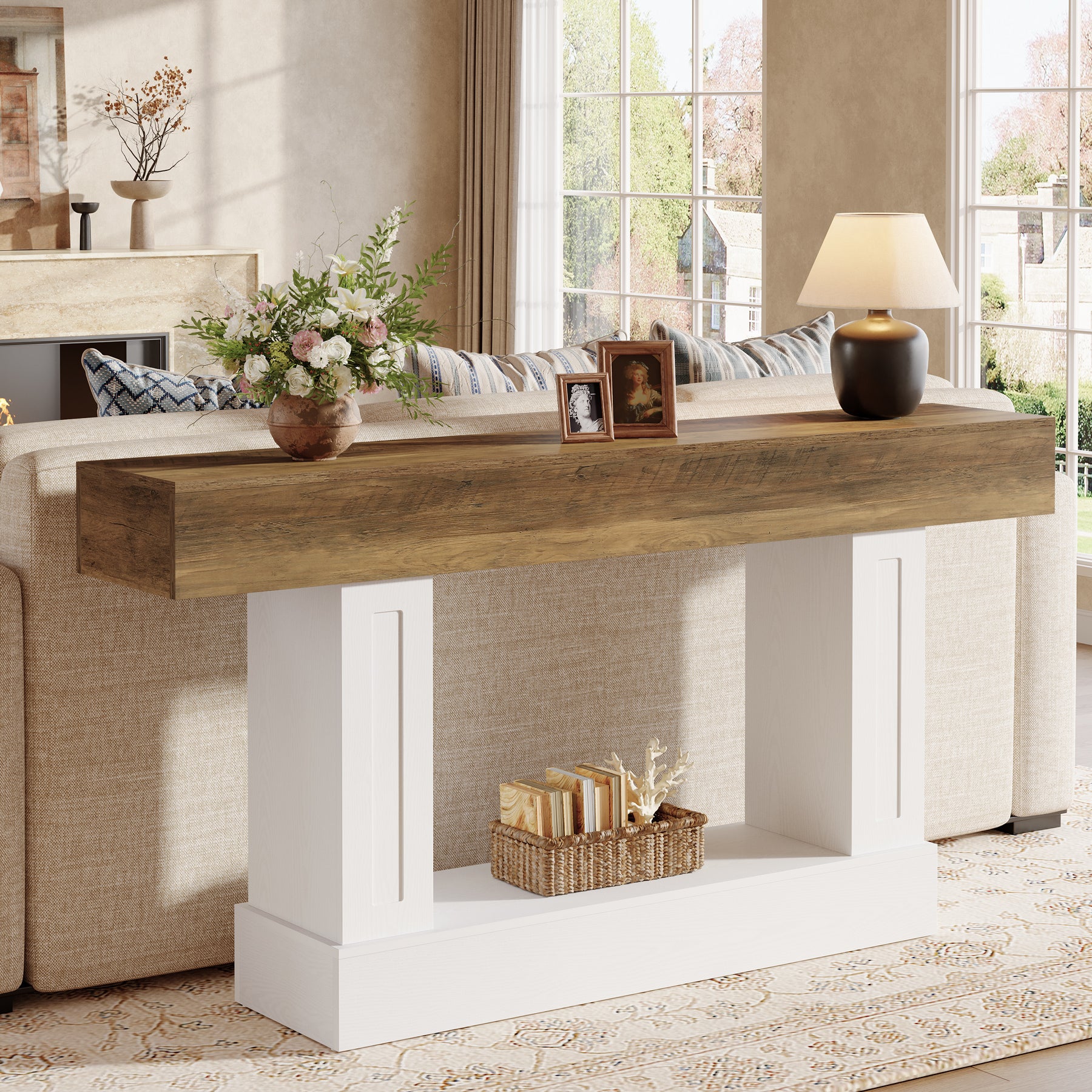 Tribesigns Konsolentisch 160 cm mit Ablage, Landhaus Flurtisch für Eingangsbereich, Wohnzimmer & Flur
