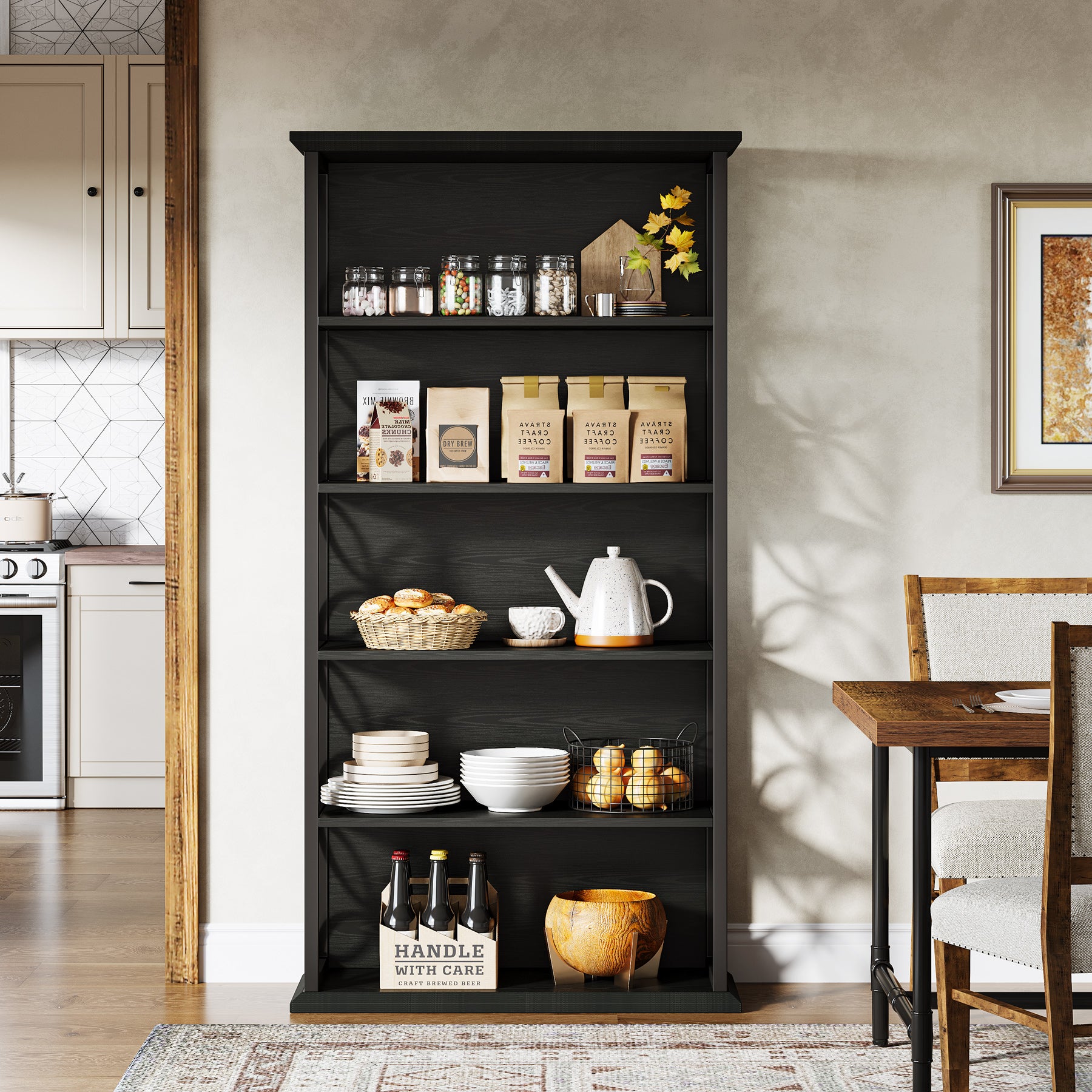 Industrielles 6-Fach-Bücherregal – 180 cm Hohes Bücherdisplay mit Metallrahmen