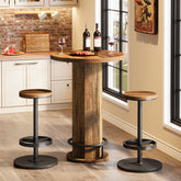 Runder Bartisch mit 2 Barhockern, Industrielles Bistro-Set für Küche und kleine Räume 3