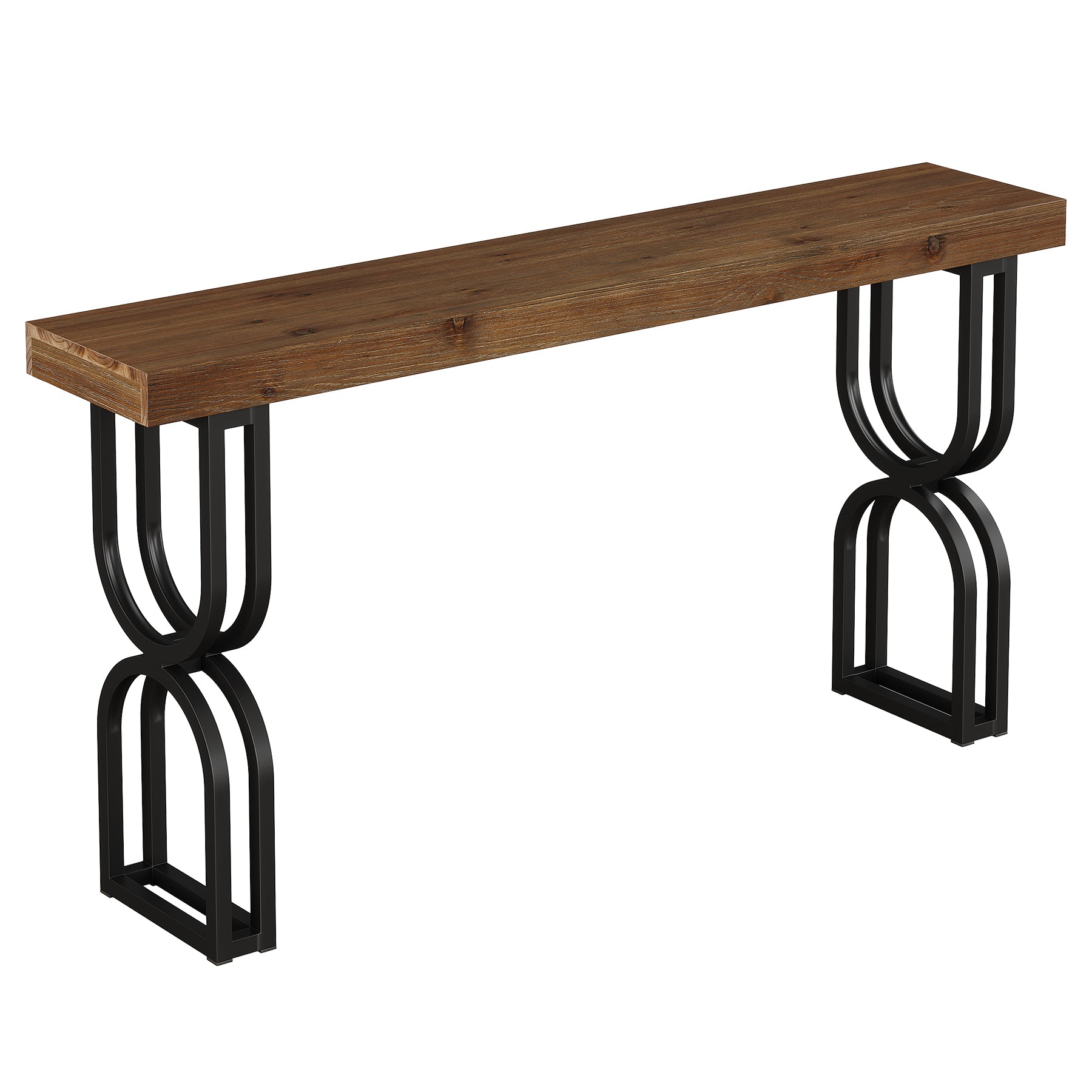 Tribesigns Konsolentisch aus Massivholz, 150 cm schmaler Flurtisch im Industrial-Stil mit U-förmigen Metallbeinen