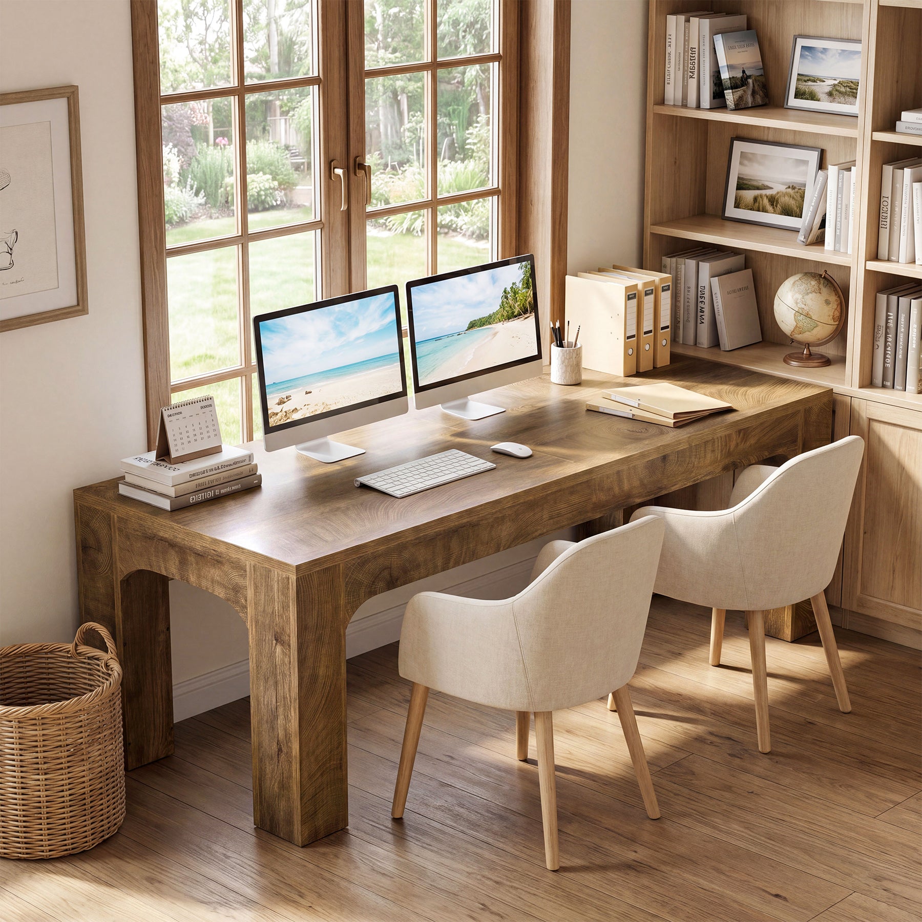 Schreibtisch für 2 Personen 180 cm, Doppel-Schreibtisch für Homeoffice & Büro