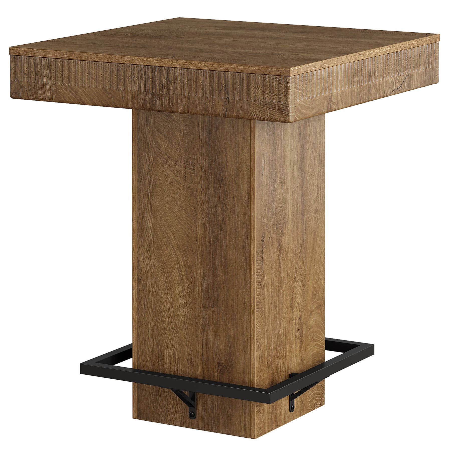 Quadratischer Bartisch 80 cm mit Holzplatte und Metallfußstütze, Industrial Bistro Hochtisch für Küche & Wohnzimmer